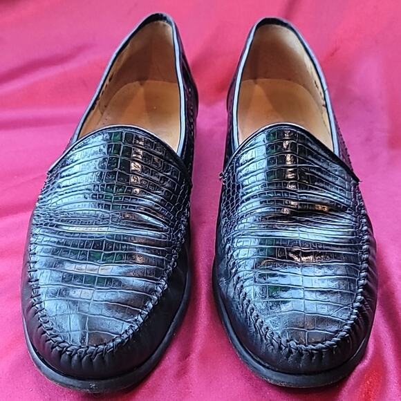 NORDSTROM sz 11 genuine alligator loafers vintage black GORGEOUS main image 7